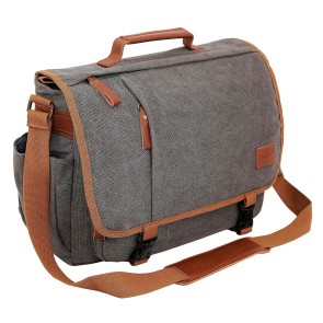 Storite Canvas Extra Large 40cm Sling Cross Body Travel Office Business Satchel Messenger One Side Shoulder Bag for Men (40x30x10 cm, Gray)