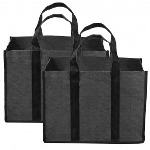 Storite Pack of 2 Canvas Grocery Shopping Bags for Vegetables Fruits with Reinforced Handles (42x32x21 cm, Grey)