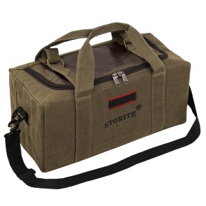 Storite Multipurpose Canvas Duffle Bag , Travel Duffel Weekender Bag for Men and Women, Large Capacity Shoulder Strap Bag (54x24x25 cm , Brown)