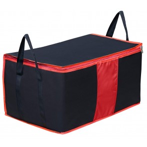 Storite Multi-Purpose Heavy Duty 110 litres Super Size Large Clothing Storage Organiser/Toys Storage Bag/Stationery Paper Storage Bag - Black/Red (63.5 x 45.7 x 38 cm)