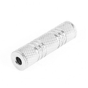 Wholesale Silver Tone Metal 3.5mm Female to Female Jack Audio Connector-Silver