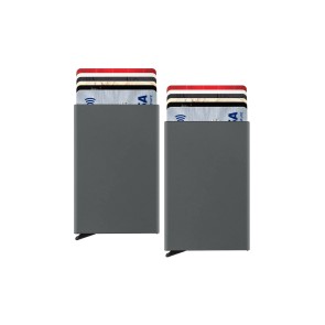 Storite 2 Pack Metal RFID Blocking Pop Up Credit Or Debit Card Holder Case for Men & Women (9.5 cm x 6 cm, Dark Grey)