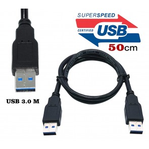 Storite 1.5 Feet (50cm) Super Speed USB 3.0 Type A Cable - Male to Male USB Cord Short Cable for Hard Drive Enclosures, Laptop Cooling Pad, DVD Players- Black