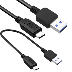 Storite 30 cm Type-C to USB-A 3.0 Male Fast Charging Cable High Speed 5Gbps Sync Data Cable - Black