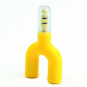 Wholesale U Shape 3.5mm Male to 3.5mm Double Female Adapter - Yellow