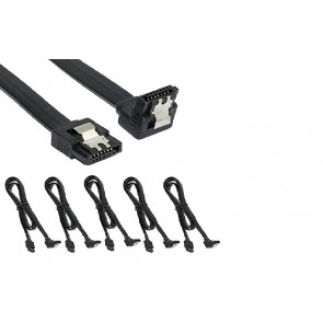 Wholesale 5 Pack SATA III Cable with Locking Latch Straight to Right Angle 90 Degree- (40cm) Black