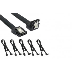 Wholesale 5 Pack SATA III Cable with Locking Latch Straight to Right Angle 90 Degree- (40cm) Black