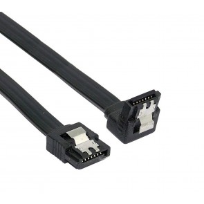 RiaTech Locking Latch Straight to Right Angle 90 Degree SATA III 6.0 Gbps SATA Cable (SATA 3 Cable) Black - 50 cm