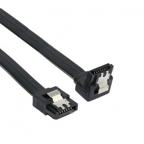 RiaTech Locking Latch Straight to Right Angle 90 Degree SATA III 6.0 Gbps SATA Cable (SATA 3 Cable) Black - 50 cm