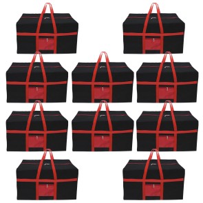Storite 10 Pack Heavy Duty 1680 Denier Nylon Multi-Purpose Heavy Duty 128 litres Large Clothing Storage Organiser/Toys Storage Bag/Stationery Paper Storage Bag (Red Black, 80x39x41 cm)