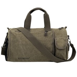 Storite Multipurpose Canvas Duffle Bag , Travel Duffel Weekender Bag for Men and Women, Large Capacity Shoulder Strap Bag (40x21x21 cm , Brown)