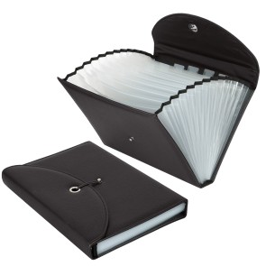 Nisun 13 Pockets PU Leather Expanding File Folders- A4 Letter Size Paper File Folder Accordion Business Document Organizer
